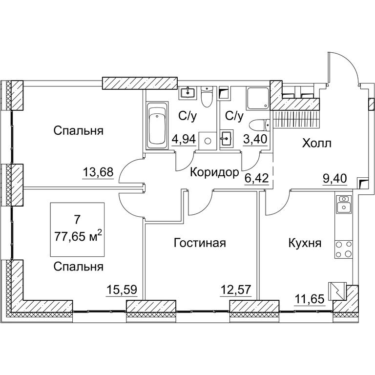 3-BD Apartment Sale, 77.65平方米 at SEZAR CITY, 2nd Khoroshyovsky Drive, Moscow, Russia #1 3-BD Apartment Sale, 77.65平方米 at SEZAR CITY, 2nd Khoroshyovsky Drive, Moscow, Russia #1