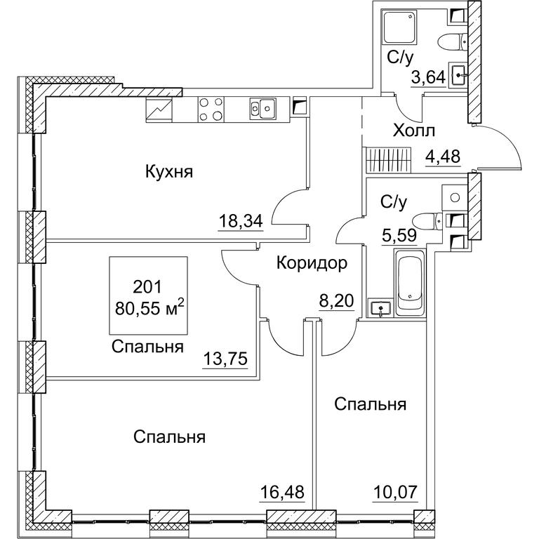 3-BD Apartment Sale, 80.55平方米 at SEZAR CITY, 2nd Khoroshyovsky Drive, Moscow, Russia #1 3-BD Apartment Sale, 80.55平方米 at SEZAR CITY, 2nd Khoroshyovsky Drive, Moscow, Russia #1