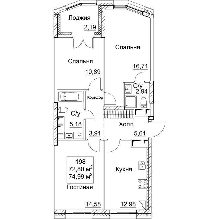 3-BD Apartment Sale, 74.99平方米 at SEZAR CITY, 2nd Khoroshyovsky Drive, Moscow, Russia #1 3-BD Apartment Sale, 74.99平方米 at SEZAR CITY, 2nd Khoroshyovsky Drive, Moscow, Russia #1