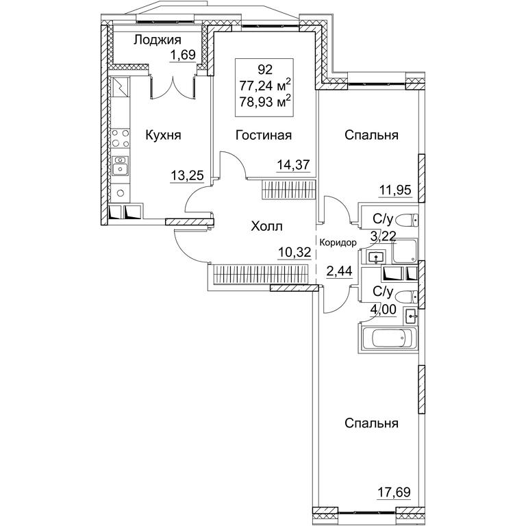 3-BD Apartment Sale, 78.93 sq. m. at SEZAR CITY, 2nd Khoroshyovsky Drive, Moscow, Russia #1 3-BD Apartment Sale, 78.93 sq. m. at SEZAR CITY, 2nd Khoroshyovsky Drive, Moscow, Russia #1
