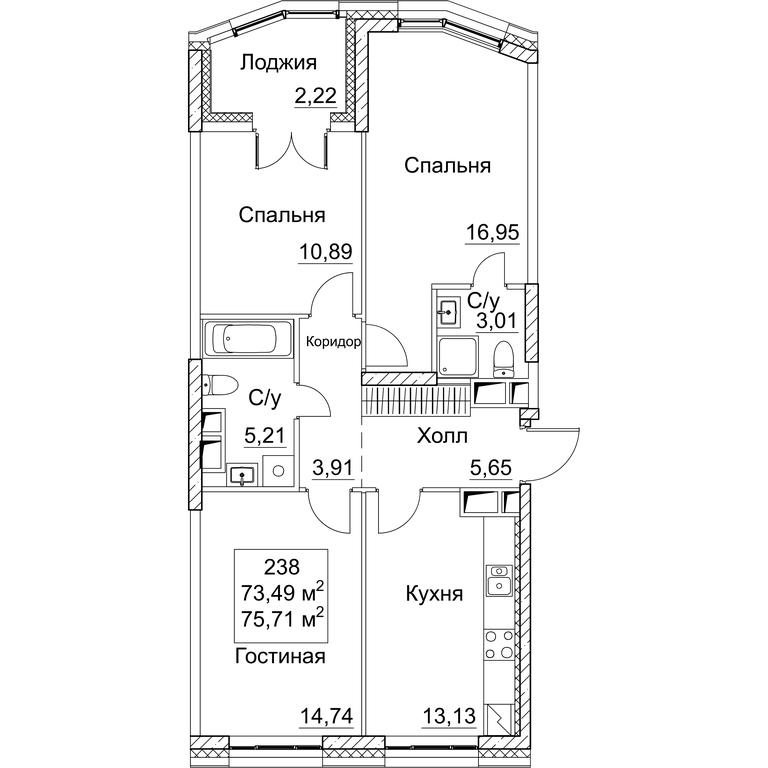 3-BD Apartment Sale, 75.71 sq. m. at SEZAR CITY, 2nd Khoroshyovsky Drive, Moscow, Russia #1 3-BD Apartment Sale, 75.71 sq. m. at SEZAR CITY, 2nd Khoroshyovsky Drive, Moscow, Russia #1