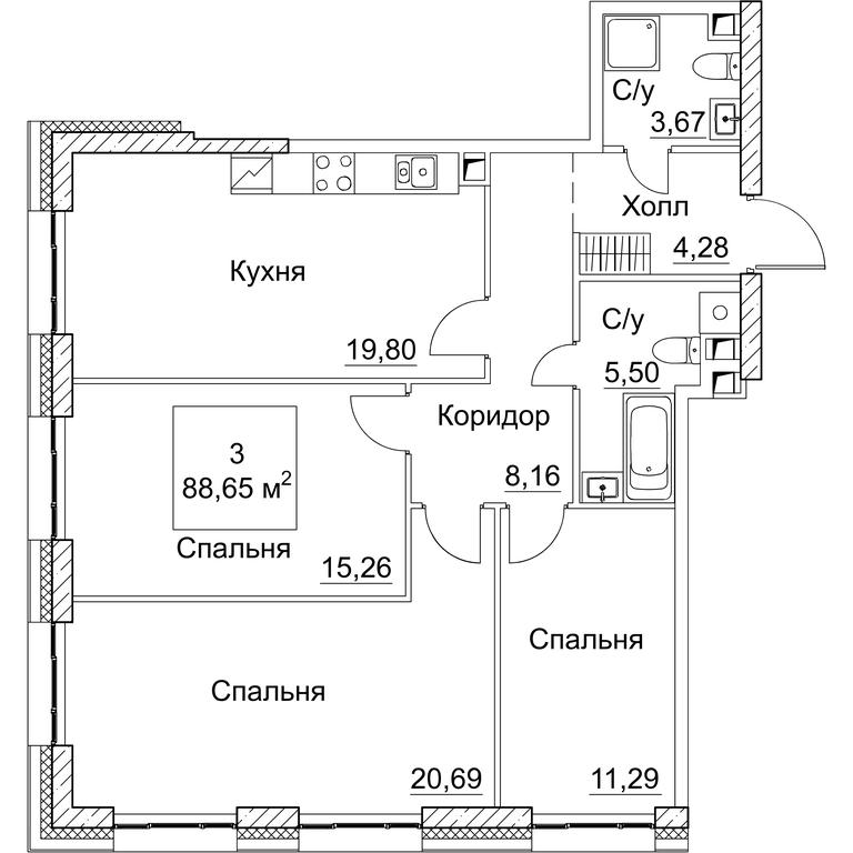 Продажа 3-комн. квартиры, 88,65 м² в ЖК «SEZAR CITY», 2-й Хорошёвский проезд, Москва, Россия #1 Продажа 3-комн. квартиры, 88,65 м² в ЖК «SEZAR CITY», 2-й Хорошёвский проезд, Москва, Россия #1