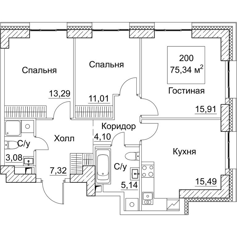 3-BD Apartment Sale, 75.34 sq. m. at SEZAR CITY, 2nd Khoroshyovsky Drive, Moscow, Russia #1 3-BD Apartment Sale, 75.34 sq. m. at SEZAR CITY, 2nd Khoroshyovsky Drive, Moscow, Russia #1