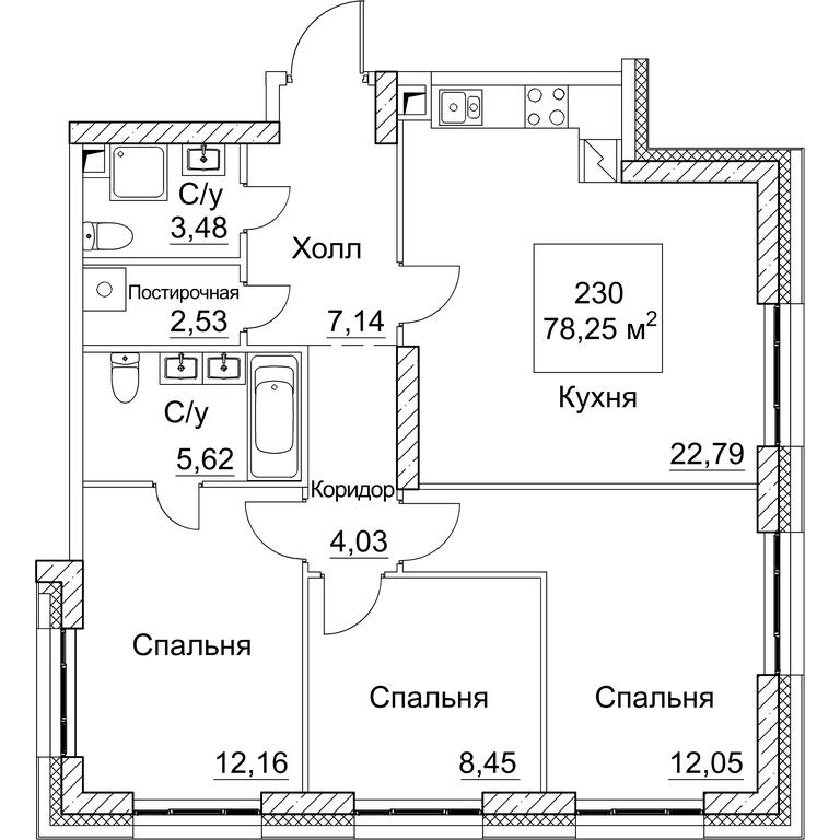 3-BD Apartment Sale, 78.25平方米 at SEZAR CITY, 2nd Khoroshyovsky Drive, Moscow, Russia #1 3-BD Apartment Sale, 78.25平方米 at SEZAR CITY, 2nd Khoroshyovsky Drive, Moscow, Russia #1