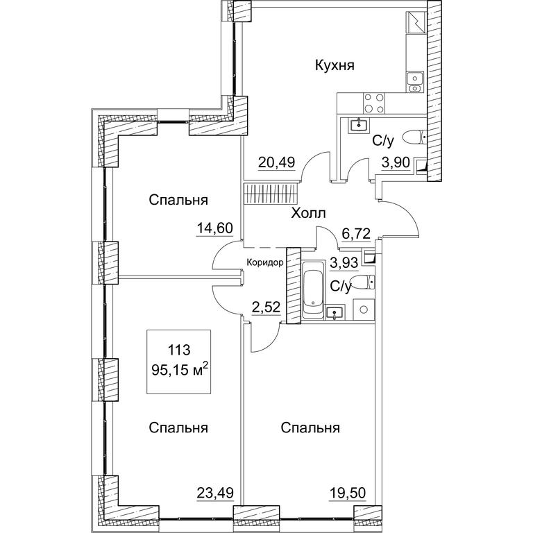 3-BD Apartment Sale, 97.03平方米 at SEZAR CITY, 2nd Khoroshyovsky Drive, Moscow, Russia #1