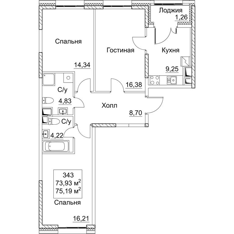 3-BD Apartment Sale, 75.19平方米 at SEZAR CITY, 2nd Khoroshyovsky Drive, Moscow, Russia #1 3-BD Apartment Sale, 75.19平方米 at SEZAR CITY, 2nd Khoroshyovsky Drive, Moscow, Russia #1