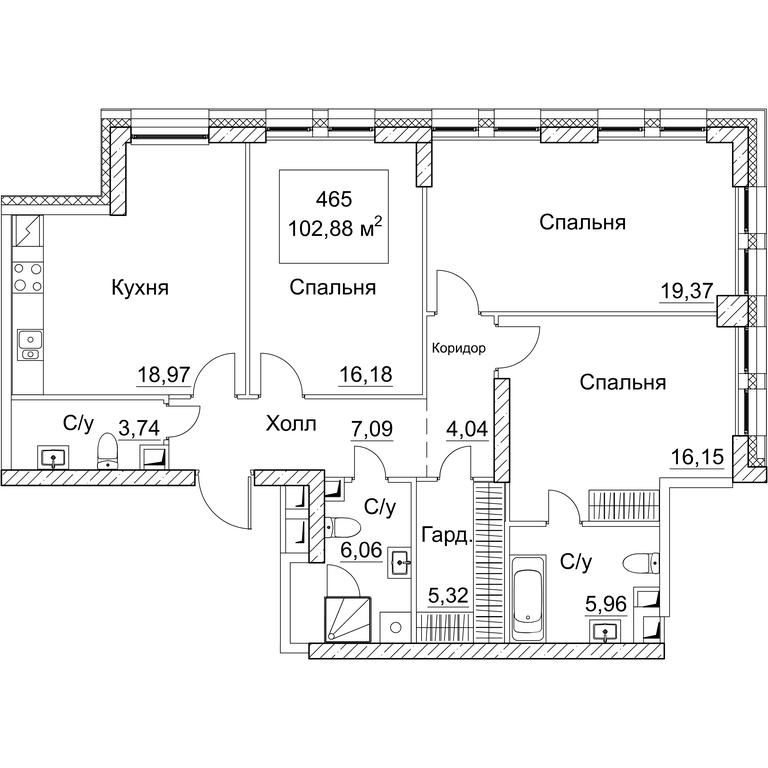 3-BD Apartment Sale, 104.76 sq. m. at SEZAR CITY, 2nd Khoroshyovsky Drive, Moscow, Russia #1 3-BD Apartment Sale, 104.76 sq. m. at SEZAR CITY, 2nd Khoroshyovsky Drive, Moscow, Russia #1