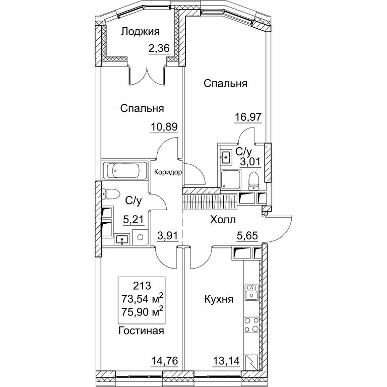 3-BD Apartment Sale, 75.9平方米 at SEZAR CITY, 2nd Khoroshyovsky Drive, Moscow, Russia #1 3-BD Apartment Sale, 75.9平方米 at SEZAR CITY, 2nd Khoroshyovsky Drive, Moscow, Russia #1