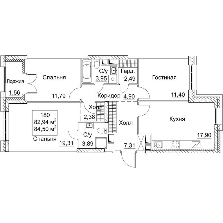 3-BD Apartment Sale, 84.5平方米 at SEZAR CITY, 2nd Khoroshyovsky Drive, Moscow, Russia #1