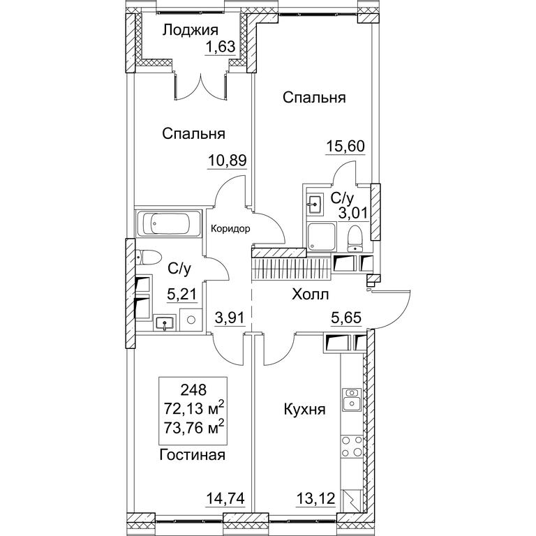 3-BD Apartment Sale, 73.76平方米 at SEZAR CITY, 2nd Khoroshyovsky Drive, Moscow, Russia #1 3-BD Apartment Sale, 73.76平方米 at SEZAR CITY, 2nd Khoroshyovsky Drive, Moscow, Russia #1