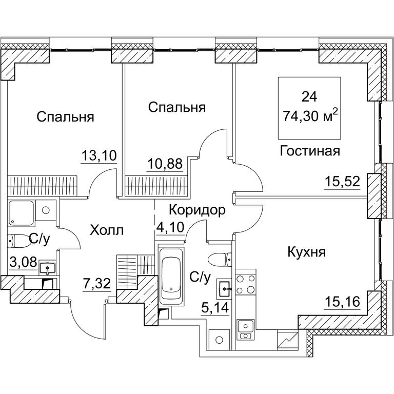 3-BD Apartment Sale, 74.3平方米 at SEZAR CITY, 2nd Khoroshyovsky Drive, Moscow, Russia #1 3-BD Apartment Sale, 74.3平方米 at SEZAR CITY, 2nd Khoroshyovsky Drive, Moscow, Russia #1