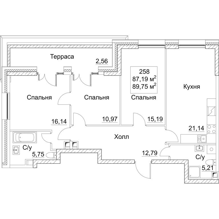 3-BD Apartment Sale, 89.75平方米 at SEZAR CITY, 2nd Khoroshyovsky Drive, Moscow, Russia #1 3-BD Apartment Sale, 89.75平方米 at SEZAR CITY, 2nd Khoroshyovsky Drive, Moscow, Russia #1