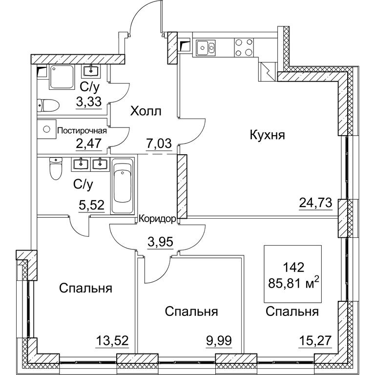 3-BD Apartment Sale, 85.81平方米 at SEZAR CITY, 2nd Khoroshyovsky Drive, Moscow, Russia #1 3-BD Apartment Sale, 85.81平方米 at SEZAR CITY, 2nd Khoroshyovsky Drive, Moscow, Russia #1