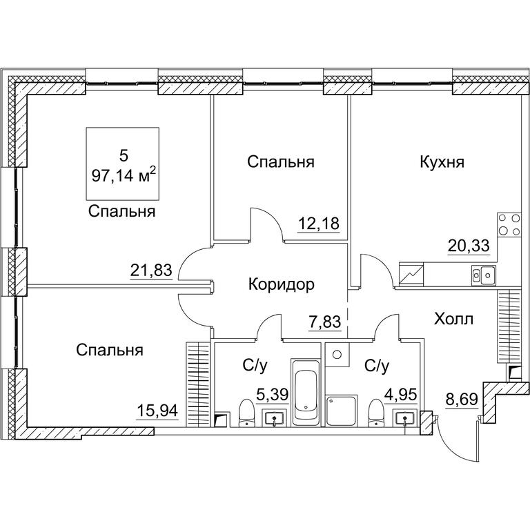 3-BD Apartment Sale, 97.14平方米 at SEZAR CITY, 2nd Khoroshyovsky Drive, Moscow, Russia #1 3-BD Apartment Sale, 97.14平方米 at SEZAR CITY, 2nd Khoroshyovsky Drive, Moscow, Russia #1