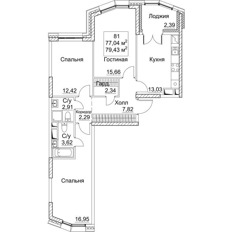 3-BD Apartment Sale, 79.43平方米 at SEZAR CITY, 2nd Khoroshyovsky Drive, Moscow, Russia #1 3-BD Apartment Sale, 79.43平方米 at SEZAR CITY, 2nd Khoroshyovsky Drive, Moscow, Russia #1