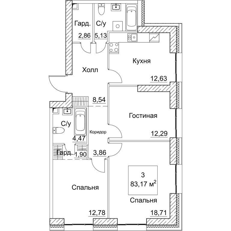 3-BD Apartment Sale, 83.17 sq. m. at SEZAR CITY, 2nd Khoroshyovsky Drive, Moscow, Russia #1 3-BD Apartment Sale, 83.17 sq. m. at SEZAR CITY, 2nd Khoroshyovsky Drive, Moscow, Russia #1