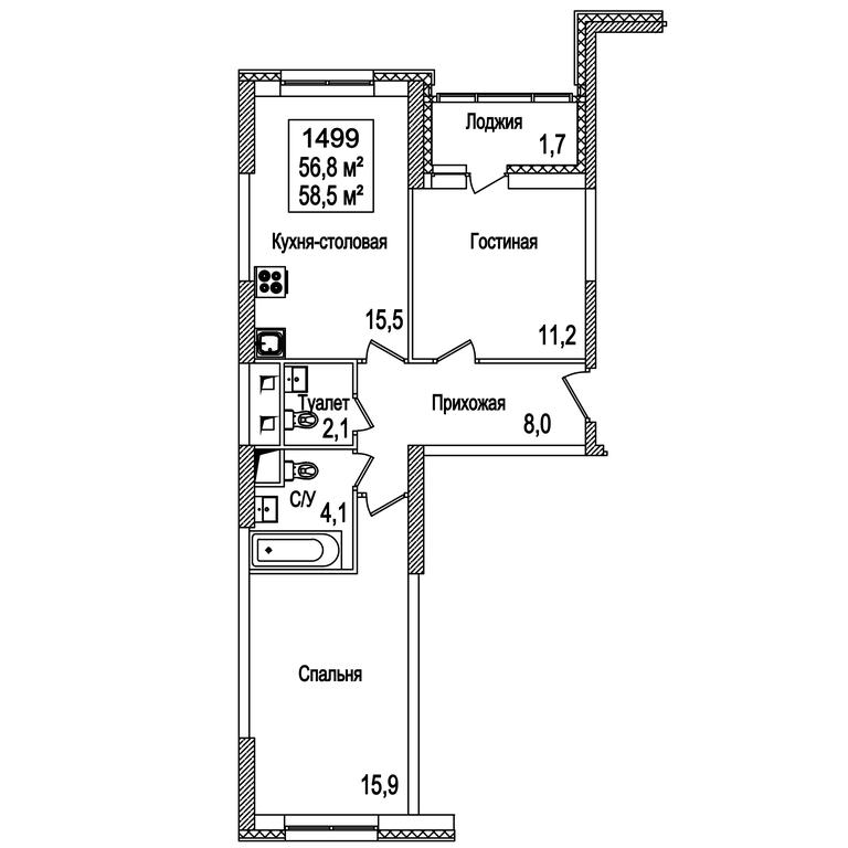 2-BD Apartment Sale, 58.9 sq. m. at Rasskazovo, Andreya Tarkovskogo Boulevard, Vnukovskoye Settlement, Moscow, Russia #2 2-BD Apartment Sale, 58.9 sq. m. at Rasskazovo, Andreya Tarkovskogo Boulevard, Vnukovskoye Settlement, Moscow, Russia #2