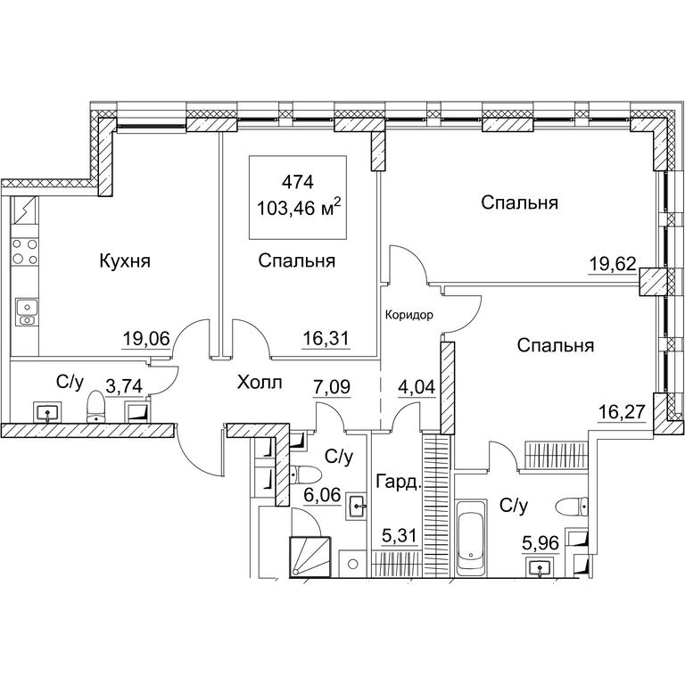 3-BD Apartment Sale, 105.34平方米 at SEZAR CITY, 2nd Khoroshyovsky Drive, Moscow, Russia #1 3-BD Apartment Sale, 105.34平方米 at SEZAR CITY, 2nd Khoroshyovsky Drive, Moscow, Russia #1