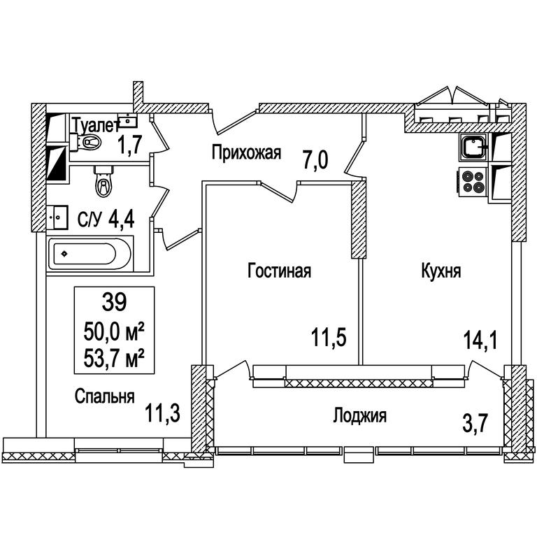 2-BD Apartment Sale, 53.9 sq. m. at Rasskazovo, Andreya Tarkovskogo Boulevard, Vnukovskoye Settlement, Moscow, Russia #1