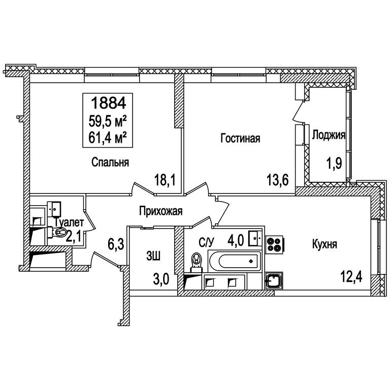 2-BD Apartment Sale, 62 sq. m. at Rasskazovo, Andreya Tarkovskogo Boulevard, Vnukovskoye Settlement, Moscow, Russia #1 2-BD Apartment Sale, 62 sq. m. at Rasskazovo, Andreya Tarkovskogo Boulevard, Vnukovskoye Settlement, Moscow, Russia #1