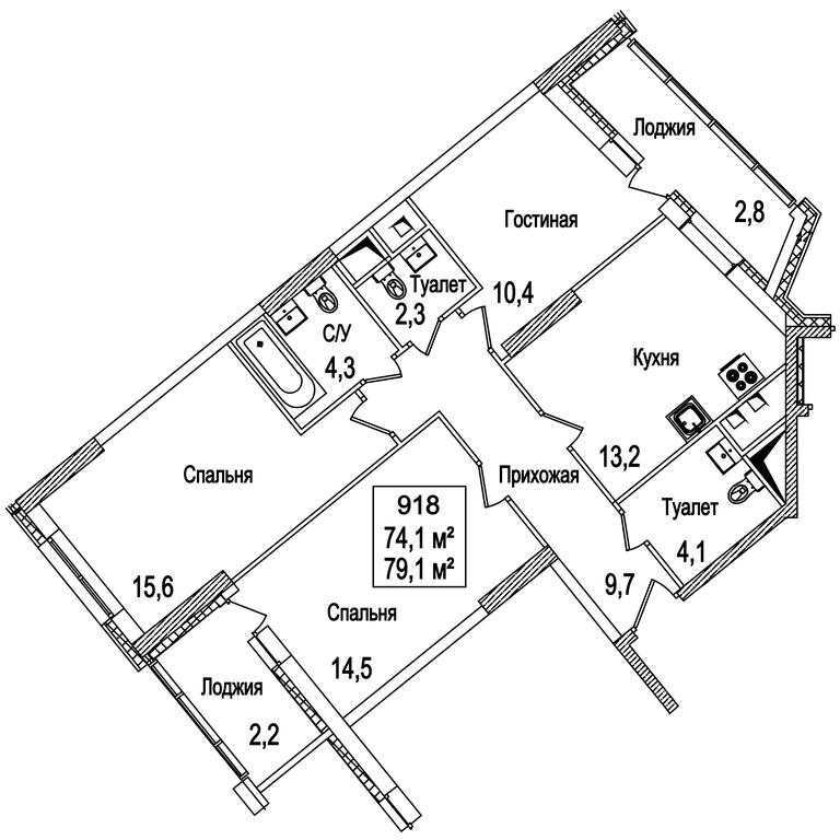 3-BD Apartment Sale, 79.9 sq. m. at Rasskazovo, Andreya Tarkovskogo Boulevard, Vnukovskoye Settlement, Moscow, Russia #2