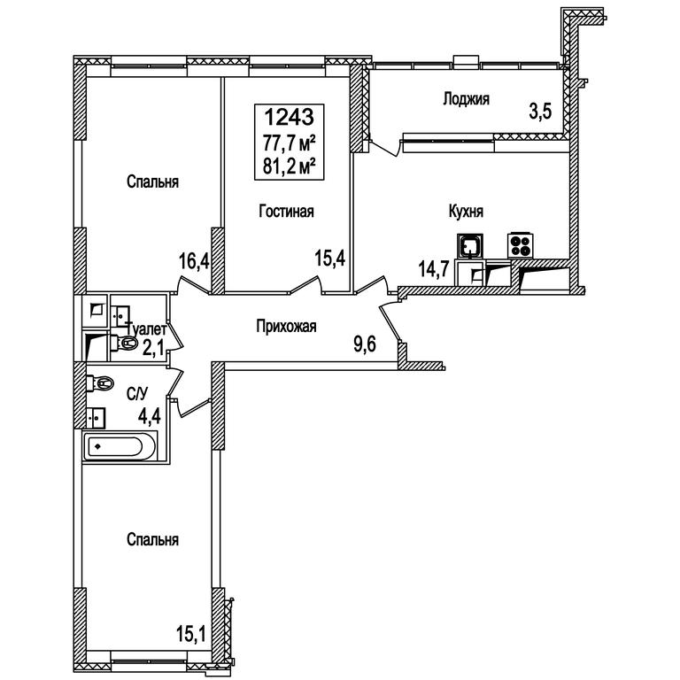 3-BD Apartment Sale, 81.5 sq. m. at Rasskazovo, Andreya Tarkovskogo Boulevard, Vnukovskoye Settlement, Moscow, Russia #2