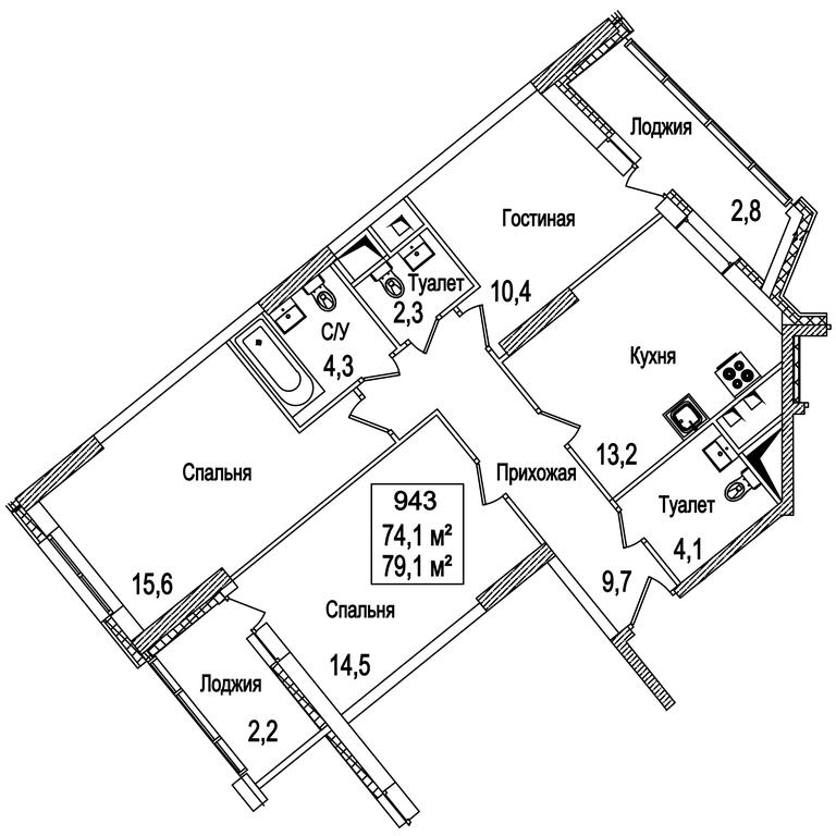3-BD Apartment Sale, 79.9 sq. m. at Rasskazovo, Andreya Tarkovskogo Boulevard, Vnukovskoye Settlement, Moscow, Russia #1
