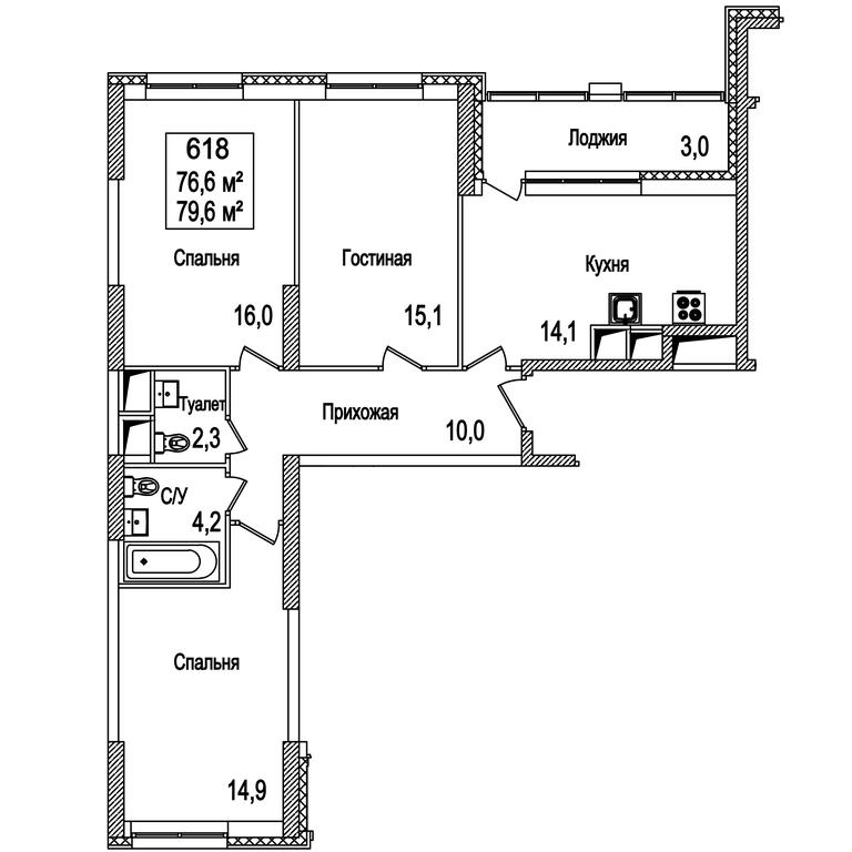 3-BD Apartment Sale, 79.9 sq. m. at Rasskazovo, Andreya Tarkovskogo Boulevard, Vnukovskoye Settlement, Moscow, Russia #1