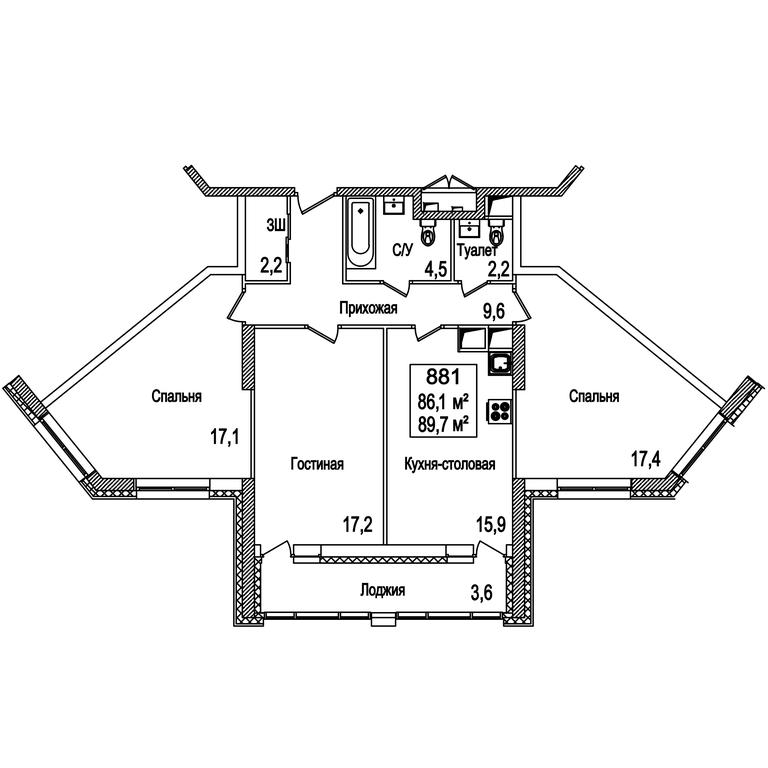 3-BD Apartment Sale, 89.7 sq. m. at Rasskazovo, Andreya Tarkovskogo Boulevard, Vnukovskoye Settlement, Moscow, Russia #2 3-BD Apartment Sale, 89.7 sq. m. at Rasskazovo, Andreya Tarkovskogo Boulevard, Vnukovskoye Settlement, Moscow, Russia #2
