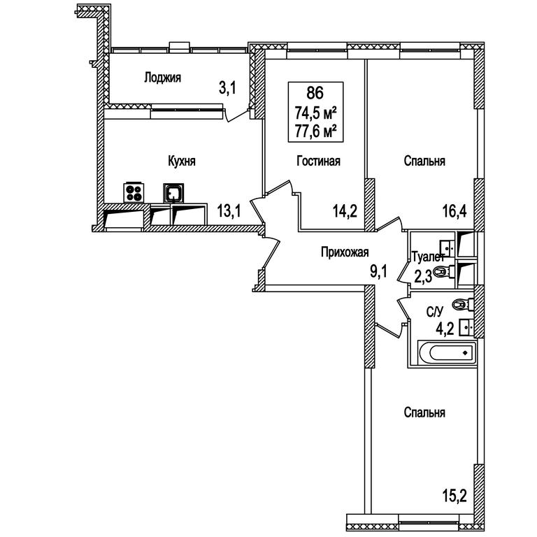 3-BD Apartment Sale, 77.6 sq. m. at Rasskazovo, Andreya Tarkovskogo Boulevard, Vnukovskoye Settlement, Moscow, Russia #1 3-BD Apartment Sale, 77.6 sq. m. at Rasskazovo, Andreya Tarkovskogo Boulevard, Vnukovskoye Settlement, Moscow, Russia #1
