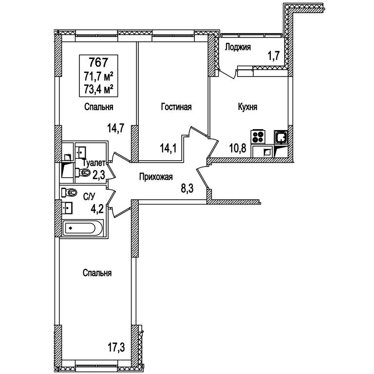 3-BD Apartment Sale, 73.4 sq. m. at Rasskazovo, Andreya Tarkovskogo Boulevard, Vnukovskoye Settlement, Moscow, Russia #2 3-BD Apartment Sale, 73.4 sq. m. at Rasskazovo, Andreya Tarkovskogo Boulevard, Vnukovskoye Settlement, Moscow, Russia #2