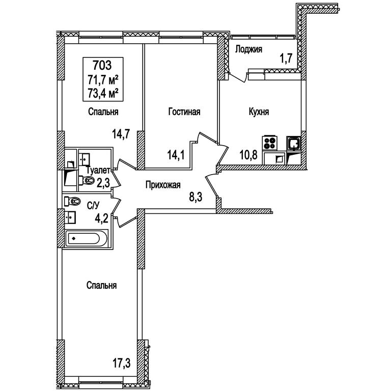 3-BD Apartment Sale, 73.4 sq. m. at Rasskazovo, Andreya Tarkovskogo Boulevard, Vnukovskoye Settlement, Moscow, Russia #2 3-BD Apartment Sale, 73.4 sq. m. at Rasskazovo, Andreya Tarkovskogo Boulevard, Vnukovskoye Settlement, Moscow, Russia #2