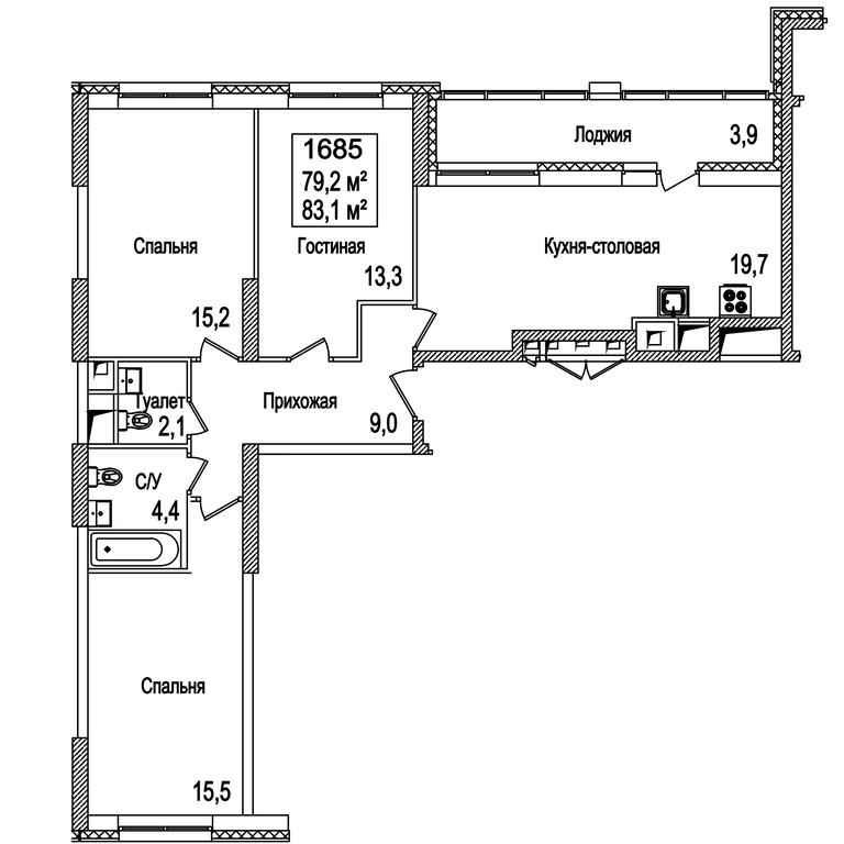 3-BD Apartment Sale, 83.1 sq. m. at Rasskazovo, Andreya Tarkovskogo Boulevard, Vnukovskoye Settlement, Moscow, Russia #2 3-BD Apartment Sale, 83.1 sq. m. at Rasskazovo, Andreya Tarkovskogo Boulevard, Vnukovskoye Settlement, Moscow, Russia #2