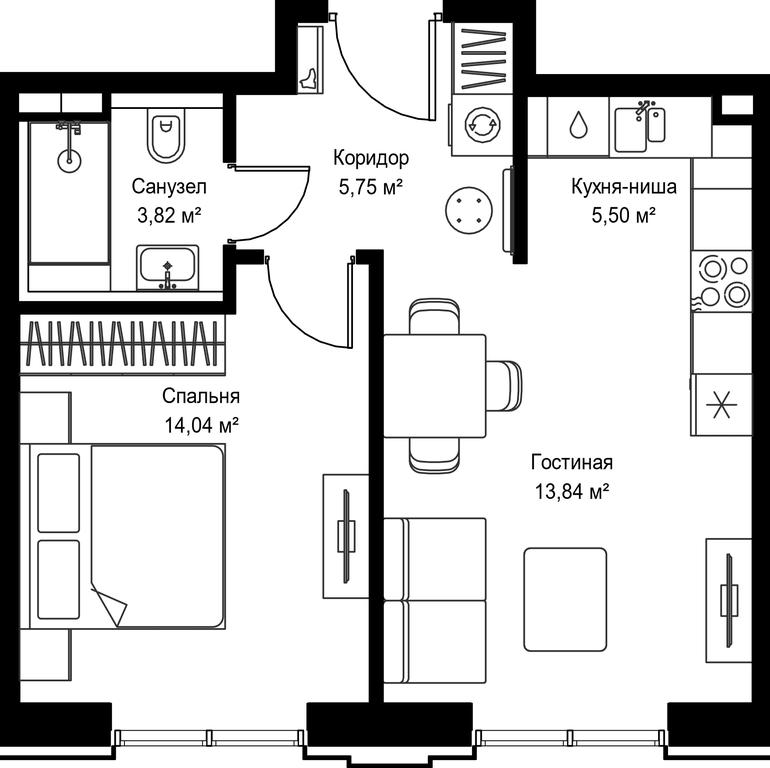 1-BD Apartment Sale, 42.95 sq. m. at Seliger City, Ilmenskiy Drive, 14к3, Moscow, Russia #2 1-BD Apartment Sale, 42.95 sq. m. at Seliger City, Ilmenskiy Drive, 14к3, Moscow, Russia #2