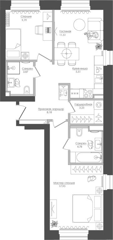 2-BD Apartment Sale, 65.27 sq. m. at Seliger City, Ilmenskiy Drive, 14к3, Moscow, Russia #1
