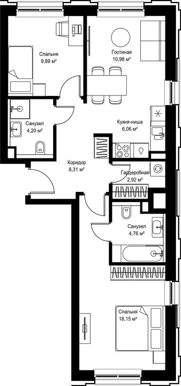 2-BD Apartment Sale, 65.27 sq. m. at Seliger City, Ilmenskiy Drive, 14к3, Moscow, Russia #2