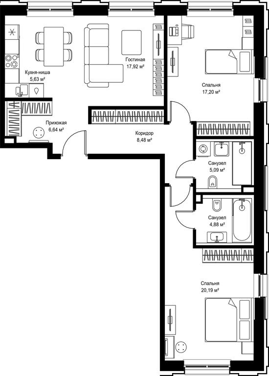 2-BD Apartment Sale, 86.03 sq. m. at Seliger City, Ilmenskiy Drive, 14к3, Moscow, Russia #2