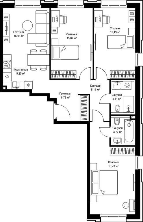 3-BD Apartment Sale, 90.39 sq. m. at Seliger City, Ilmenskiy Drive, 14к3, Moscow, Russia #2 3-BD Apartment Sale, 90.39 sq. m. at Seliger City, Ilmenskiy Drive, 14к3, Moscow, Russia #2