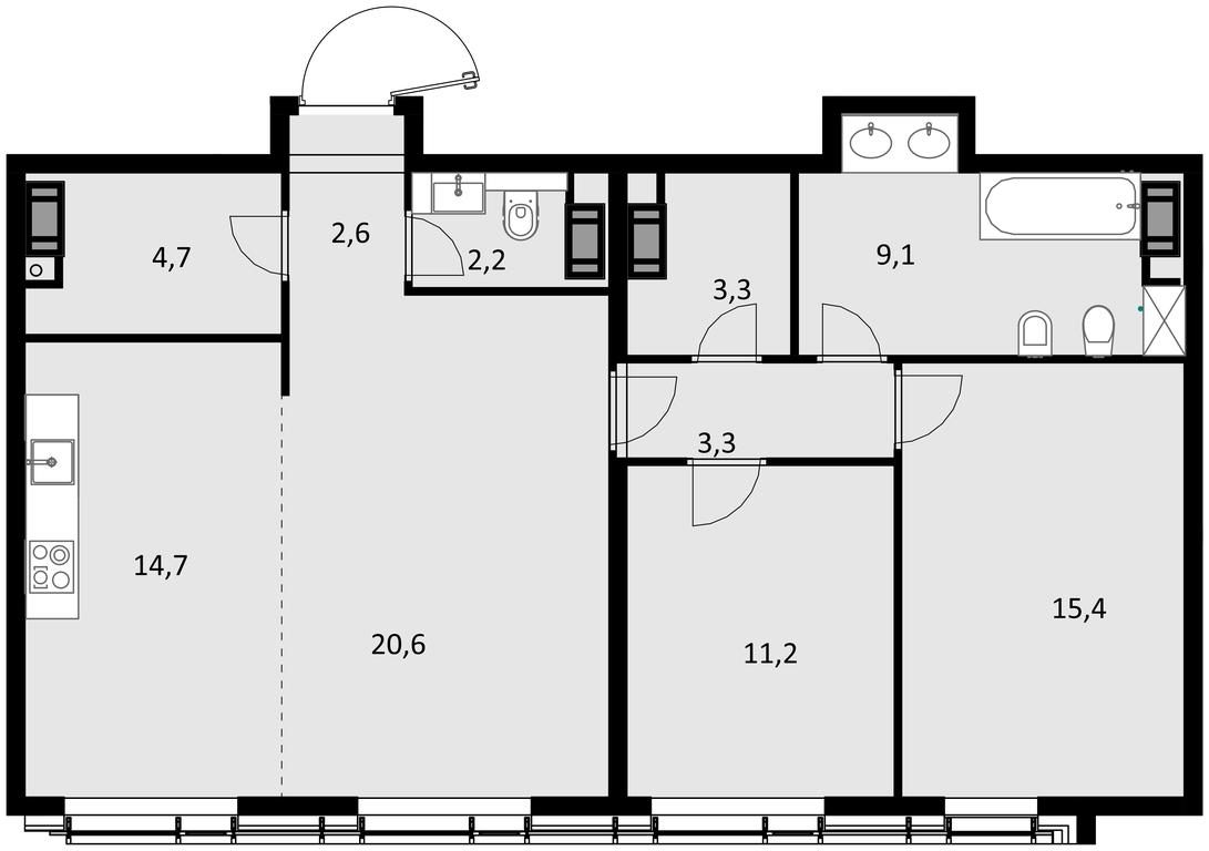 2-BD Apartment Sale, 87 sq. m. at Crystal, Generala Glagoleva Street, 16с1, Moscow, Russia #2 2-BD Apartment Sale, 87 sq. m. at Crystal, Generala Glagoleva Street, 16с1, Moscow, Russia #2