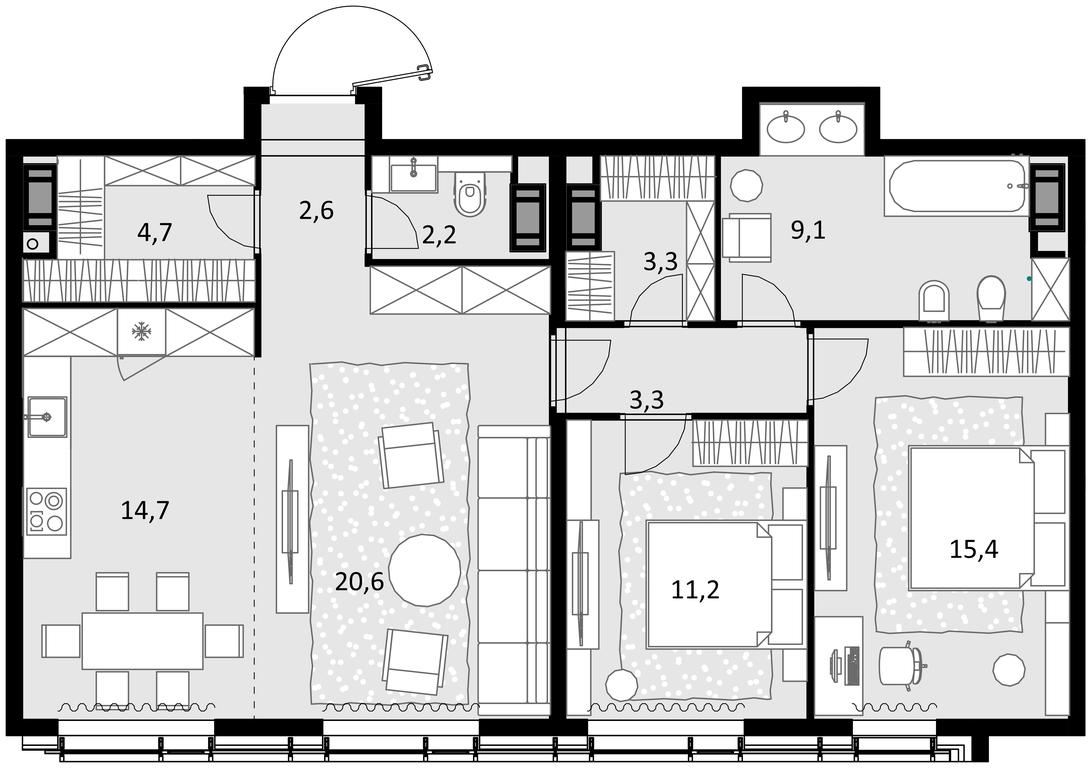 2-BD Apartment Sale, 87 sq. m. at Crystal, Generala Glagoleva Street, 16с1, Moscow, Russia #1 2-BD Apartment Sale, 87 sq. m. at Crystal, Generala Glagoleva Street, 16с1, Moscow, Russia #1