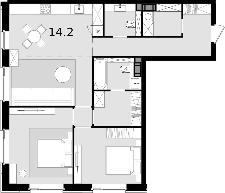 2-BD Apartment Sale, 87.1 sq. m. at Crystal, Generala Glagoleva Street, 16с1, Moscow, Russia #1