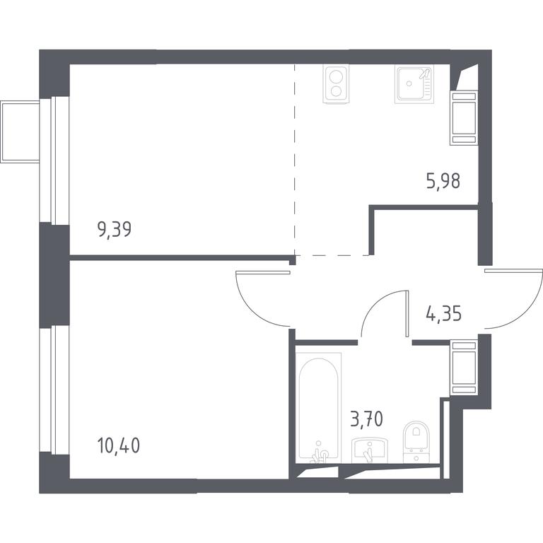 Apartment Sale, 33.6 sq. m. at Prigorod Lesnoe, Molodyozhny bulvar, 6, derevnya Misaylovo, Leninskiy City District, Moscow Region, Russia #1