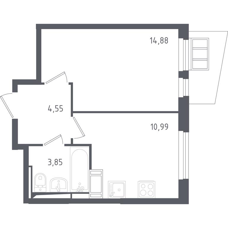 Apartment Sale, 34.27 sq. m. at Gorki Park, Shkolnaya ulitsa, 2, derevnya Korobovo, Leninskiy City District, Moscow Region, Russia #1