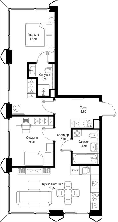 2-BD Apartment Sale, 61.9 sq. m. at Multikvartal CITYZEN, Vishnyovaya Street, Moscow, Russia #1 2-BD Apartment Sale, 61.9 sq. m. at Multikvartal CITYZEN, Vishnyovaya Street, Moscow, Russia #1