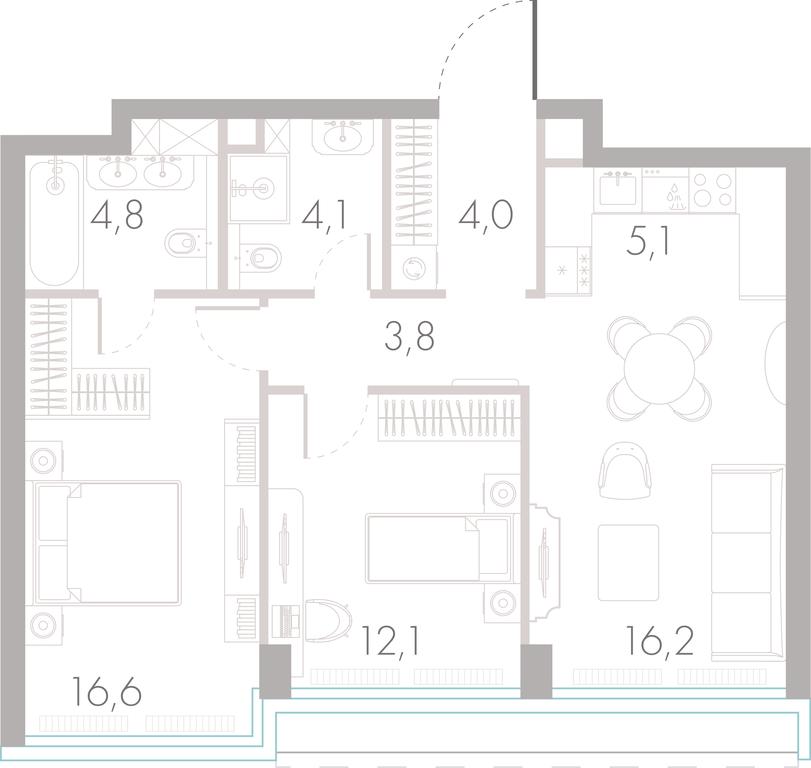 2-BD Apartment Sale, 65.2 sq. m. at River Park Towers, Kutuzovsky Drive, 16с1, Moscow, Russia #1