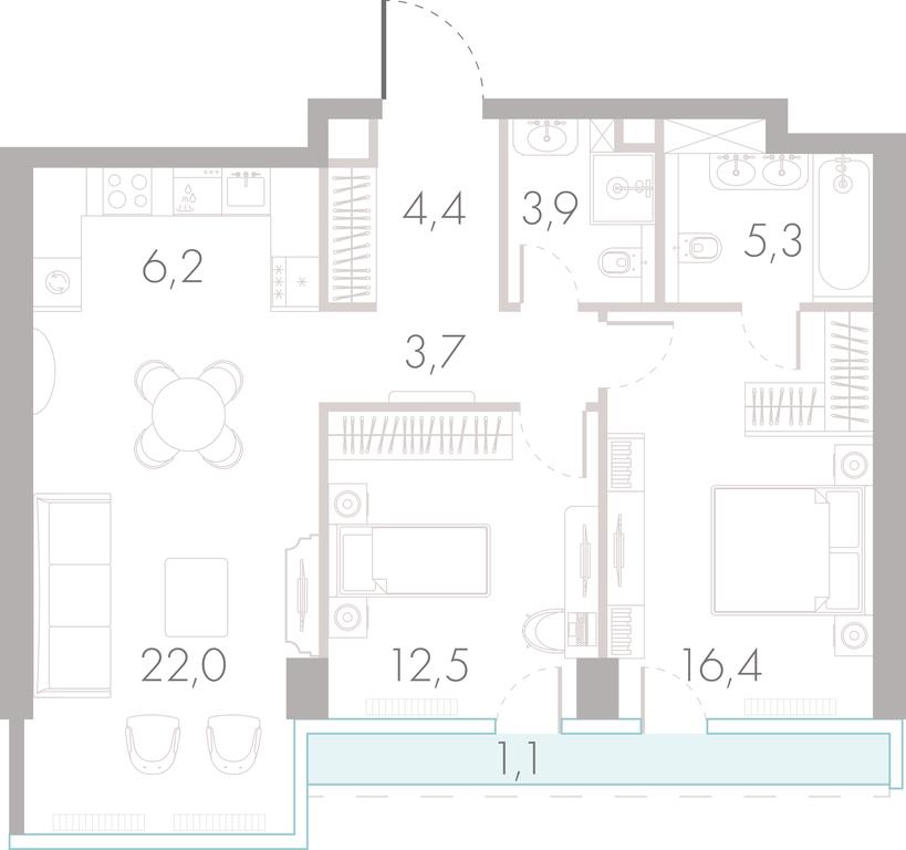 2-BD Apartment Sale, 75.2 sq. m. at River Park Towers, Kutuzovsky Drive, 16с1, Moscow, Russia #1 2-BD Apartment Sale, 75.2 sq. m. at River Park Towers, Kutuzovsky Drive, 16с1, Moscow, Russia #1