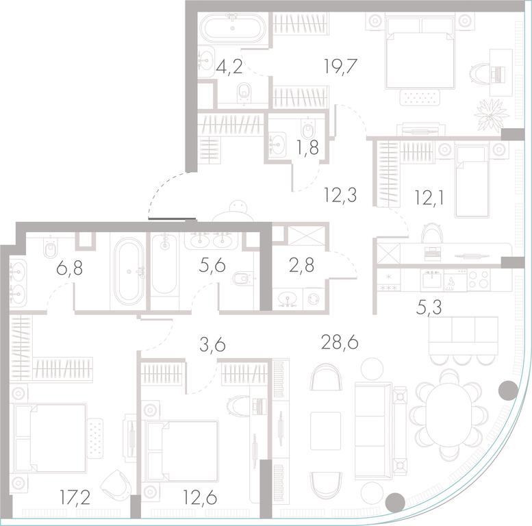 4-BD Apartment Sale, 132.4平方米 at River Park Towers, Kutuzovsky Drive, 16с1, Moscow, Russia #1 4-BD Apartment Sale, 132.4平方米 at River Park Towers, Kutuzovsky Drive, 16с1, Moscow, Russia #1