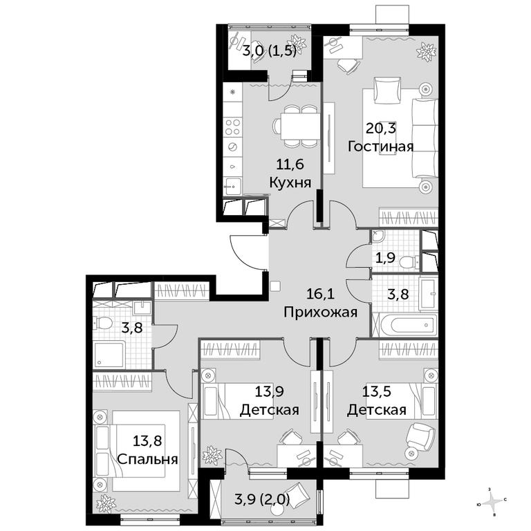 4-BD Apartment Sale, 102.1 sq. m. at Rimskiy, Rimskiy proyezd, 1, Settlement of Razvilka, Leninskiy City District, Moscow Region, Russia #1 4-BD Apartment Sale, 102.1 sq. m. at Rimskiy, Rimskiy proyezd, 1, Settlement of Razvilka, Leninskiy City District, Moscow Region, Russia #1