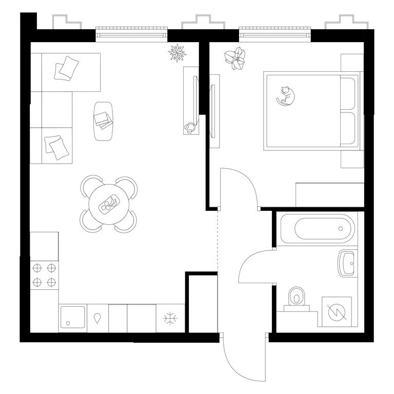 1-BD Apartment Sale, 40.5 sq. m. at Moskvoreche, Kotlyakovskaya Street, Moscow, Russia #1
