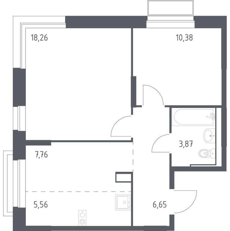 1-BD Apartment Sale, 52.48平方米 at Dolina Yauzy, Trudovaya Street, 23, Mytischi, Moscow Region, Russia #1 1-BD Apartment Sale, 52.48平方米 at Dolina Yauzy, Trudovaya Street, 23, Mytischi, Moscow Region, Russia #1
